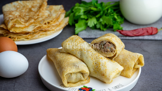 Фаршированные блины мясным фаршем с рисом Фаршированные блины мясным фаршем с рисом