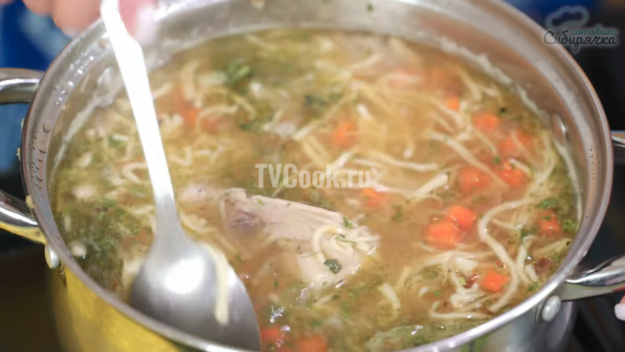 Куриный суп с домашней лапшой и специями Куриный суп с домашней лапшой и специями