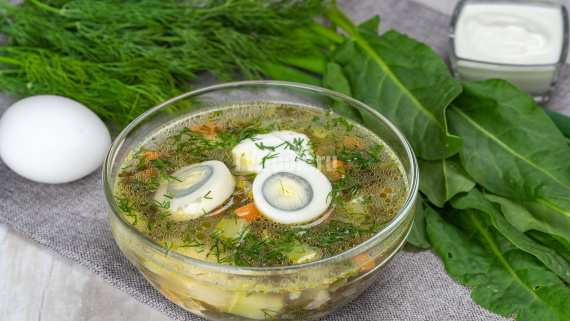 Щавелевый суп с курицей и овощами Щавелевый суп с курицей и овощами