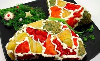 Рецепт слоёного закусочного торта «Мешочек счастья»
