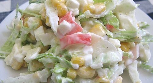 Крабовый салат с пекинской капустой: пошаговый рецепт