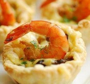Корзиночки с грибами и креветками