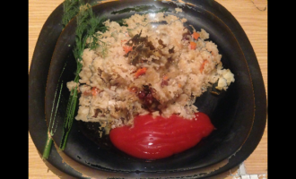 Рыбный плов фасолью