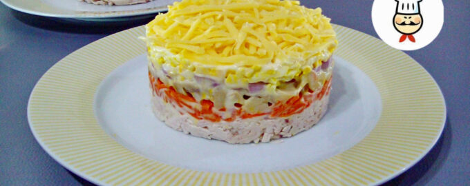 Слоеный Салат с курицей "Мужская слеза"