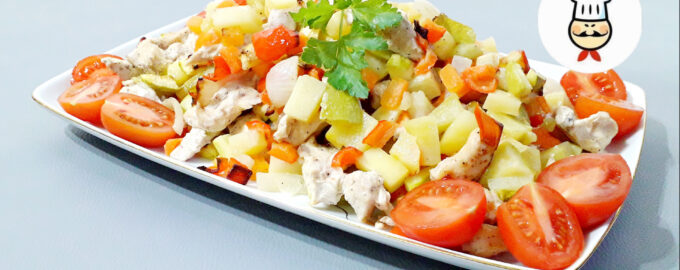 Рагу с овощами и курицей в духовке