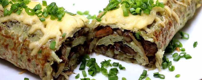 Картофельный рулет с грибами