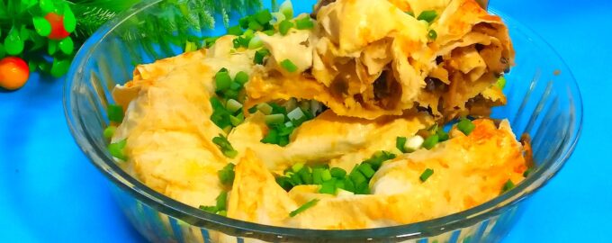 Быстрый и вкусный рецепт пирога из лаваша с грибами на ужин