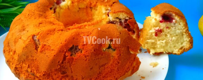Кекс Молочный мягкий, пышный кекс с вишней. Простой рецепт