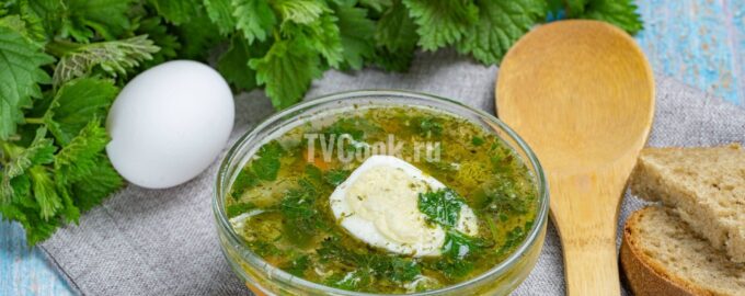 Куриный суп с крапивой и овощами