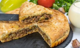 Закрытый мясной пирог с овощами