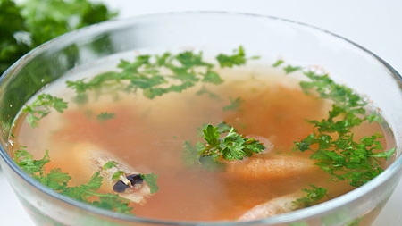 Готовый суп с креветками