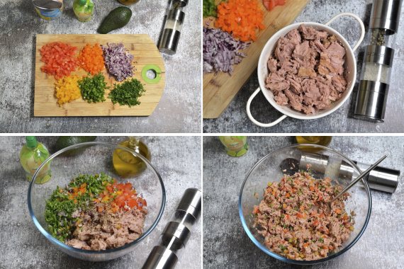 Смешиваем салат из тунца с болгарским перцем
