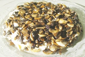 слой грибов на печенке