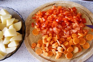 нарезка перца и моркови