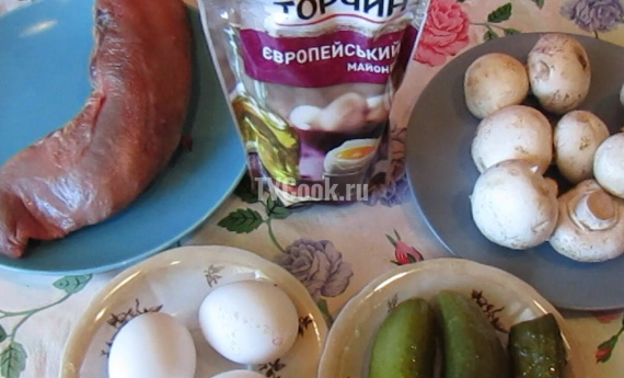 Салат со свиным языком и грибами — пошаговый рецепт с фото и видео