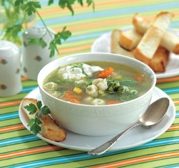 Овощной суп с ленивыми пельменями