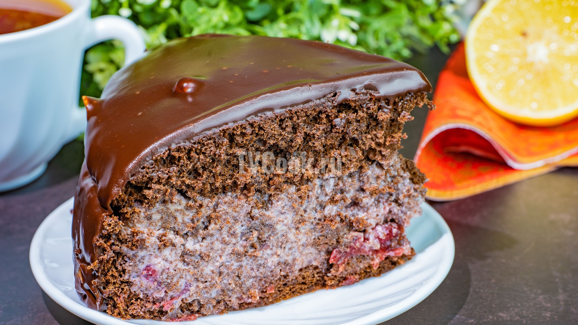 Торт «Пьяная вишня» с шоколадной глазурью — пошаговый рецепт с фото и видео