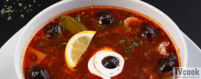 Солянка классическая с картошкой колбасой и огурцами