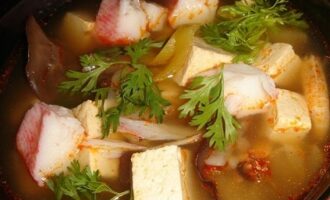 Мисо-суп с креветками и тофу