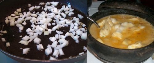 Окунь речной с луковым соусом
