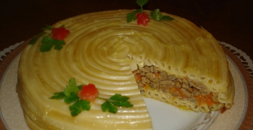 Тимбаль мясной с шампиньонами