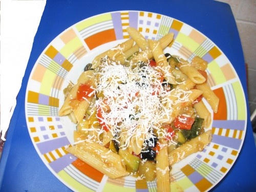 Макароны с овощами