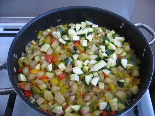 Макароны с овощами