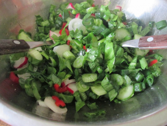 Весенний салат с огурцами