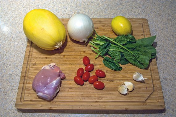 Тыквенные спагетти с курицей