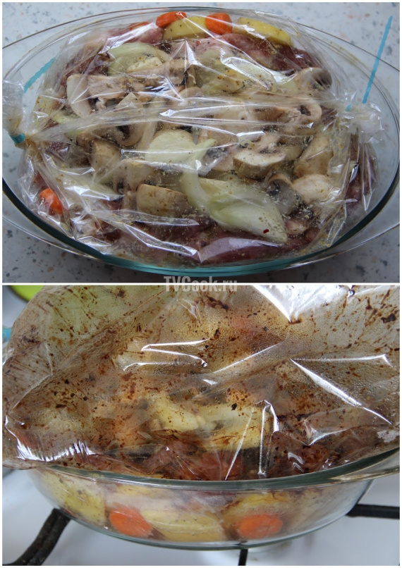 Cвинина в духовке с грибами и картофелем