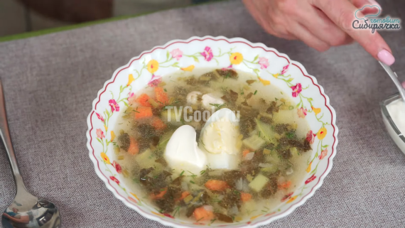 Щавелевый суп с курицей и овощами