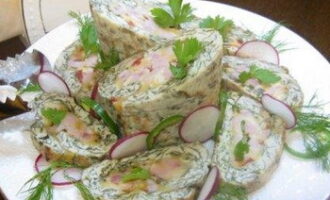 Омлет-рулет с ветчиной и сыром