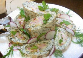 Омлет-рулет с ветчиной и сыром