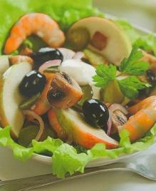 Салат с креветками и грибами
