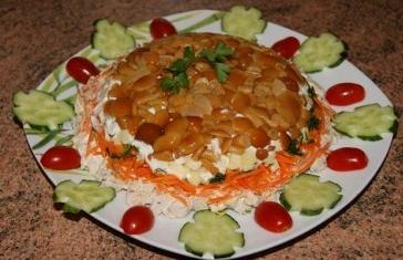 Салат «Лесная полянка»: классический рецепт с курицей и грибами