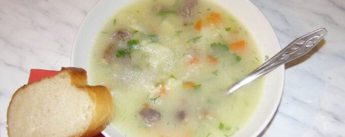 Суп из куриных потрохов с пшеном и овощами