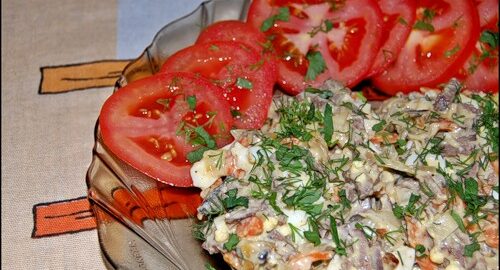 Рецепт салата из печени говядины с морковью и яйцами