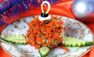 Рецепт салата «Елочная игрушка» с говядиной и корейской морковью