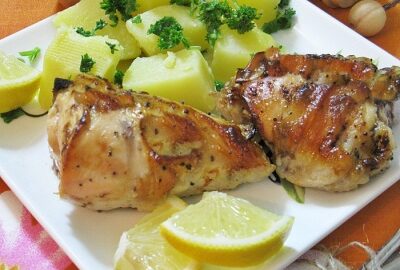Запеченная курица с лимоном и медом