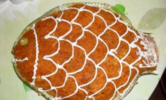 Салат Рыбка с шампиньонами