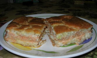 Пирог с лососевыми брюшками