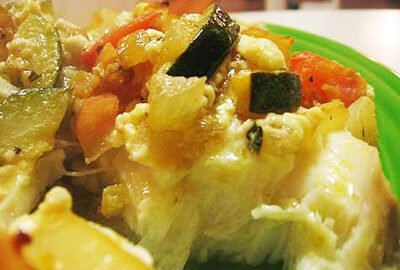 Палтус с овощами