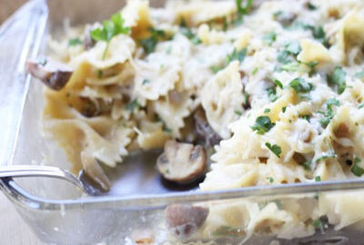 Запеканка из макарон с грибами