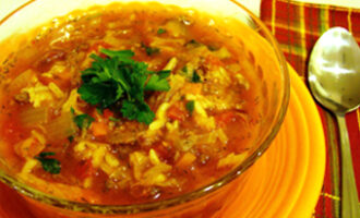 Суп с рисом и мясным фаршем