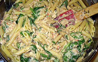 Тальятелле с курицей и шпинатом