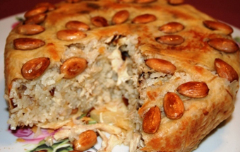Откидной плов с курицей