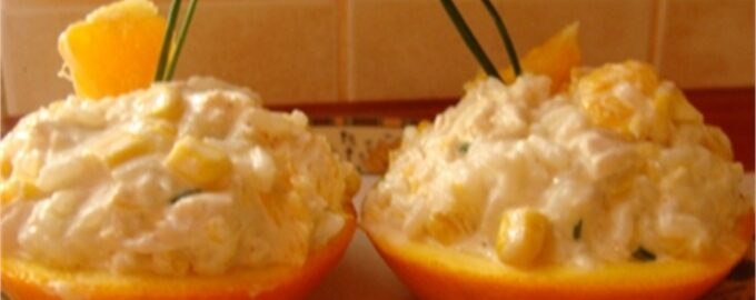 Рисовый салат с курицей