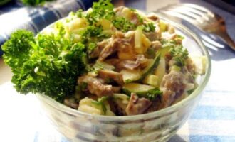 Салат из куриных желудков