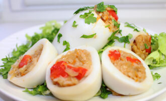 Фаршированные кальмары рисом. Постное блюдо