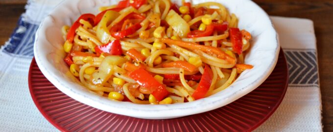 Паста с тушеными овощами